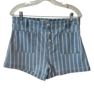 Oat NY Light Blue Denim High Rise Stretch Button Front Jean Shorts 30